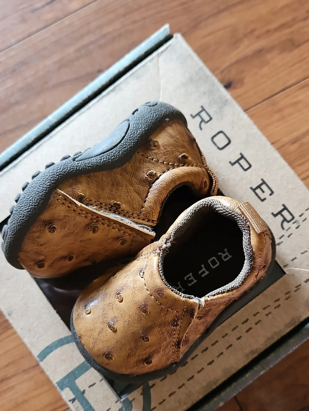 Cowbaby Leather Upper And Sole Boot Roper Toddler Brown Slip-On Shoes